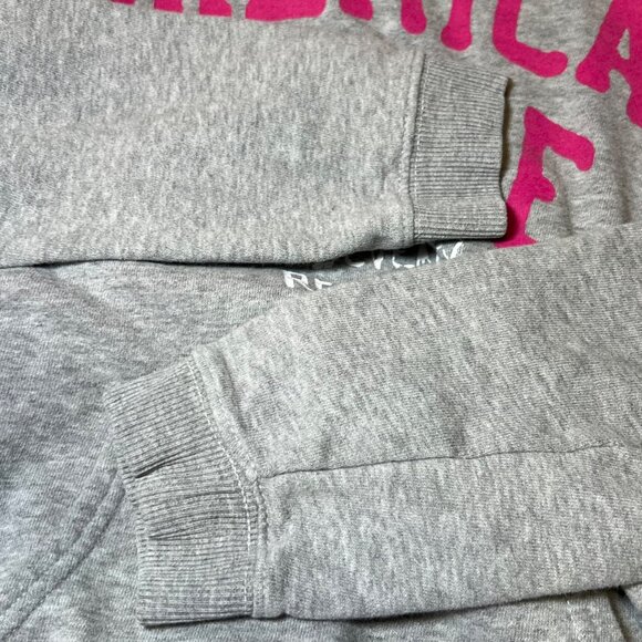 American Eagle Hoodie Womens Medium Grey Pink Logo Casual Sweatshirt Cozy Trendy - Picture 12 of 13